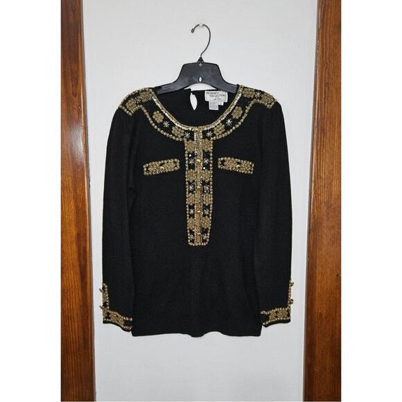 VTG Regency Collection For Joyce Gold Embellished Beaded Knit Sweater Size Small - Picture 4 of 8